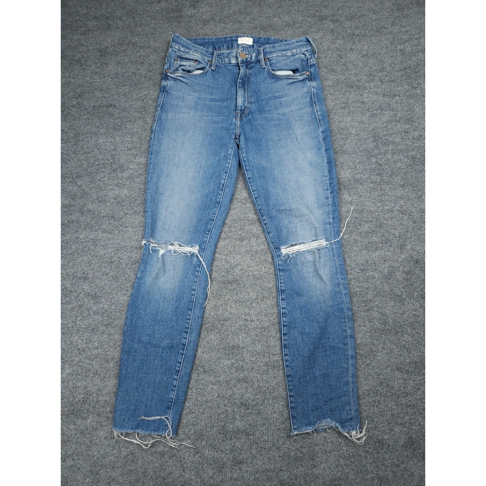 Mother High Waisted Looker Ankle Fray Jeans Women's Size 28 Stretch Spice It Up